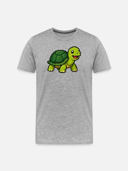 Pixel Turtle Adventure - Men's Premium Organic T-Shirt - heather grey
