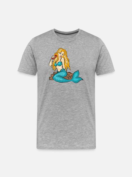Mermaid on a rock - Men's Premium Organic T-Shirt - heather grey