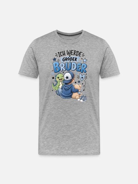Ich werde Großer Bruder - Männer Premium Bio T-Shirt - Grau meliert