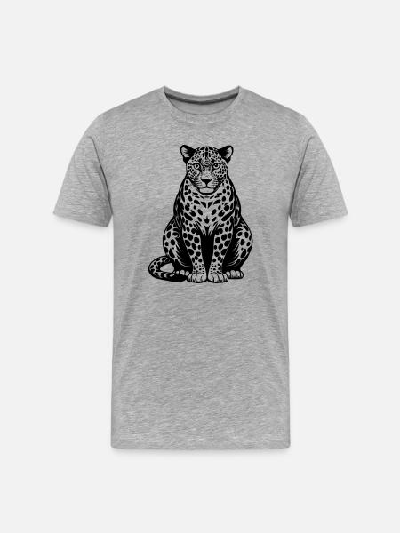 Leopardensitzen - Männer Premium Bio T-Shirt - Grau meliert