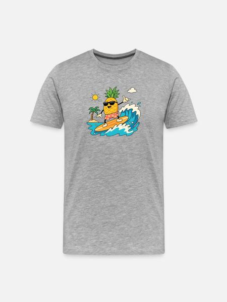 Surf Pineapple Summer - T-shirt bio Premium Homme - gris chiné