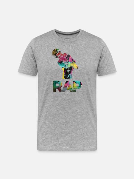 RAP Graffiti Faustmosaik - Männer Premium Bio T-Shirt - Grau meliert