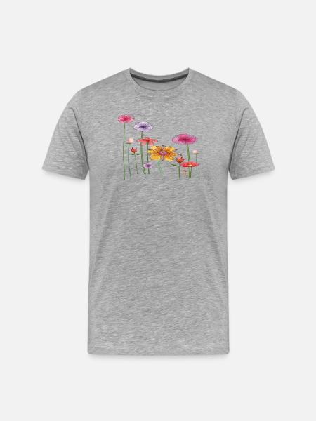 Bunte Wildblumen - Männer Premium Bio T-Shirt - Grau meliert