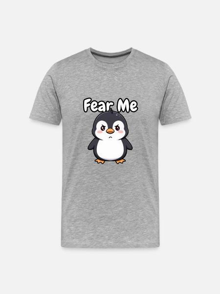 Fürchte mich, Pinguin, - Männer Premium Bio T-Shirt - Grau meliert