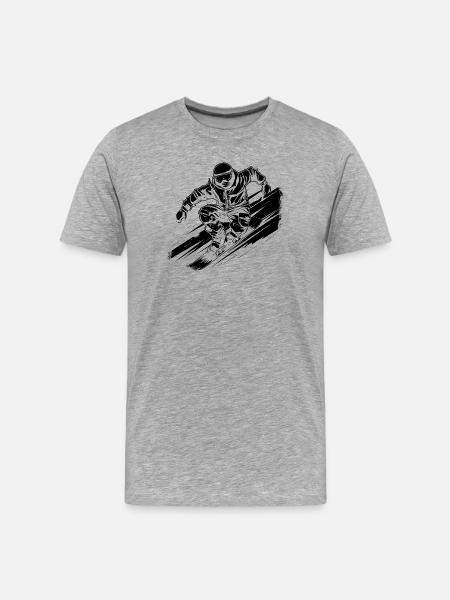 Snowboarder Zeichnung - Männer Premium Bio T-Shirt - Grau meliert