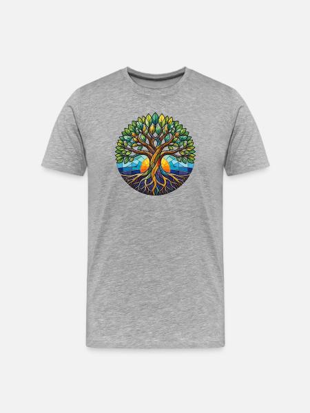 Glasbaum des Lebens - Männer Premium Bio T-Shirt - Grau meliert