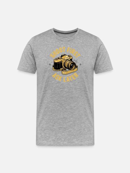 Shoot First Ask Later - T-shirt bio Premium Homme - gris chiné