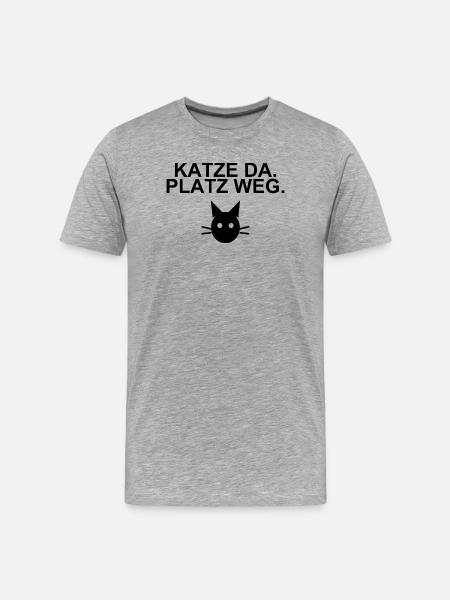 Katze da, Platz weg – Katzenliebe - Männer Premium Bio T-Shirt - Grau meliert