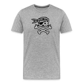 pirate kitty - Männer Premium Bio T-Shirt - Grau meliert - Vorne - Damien (186cm)