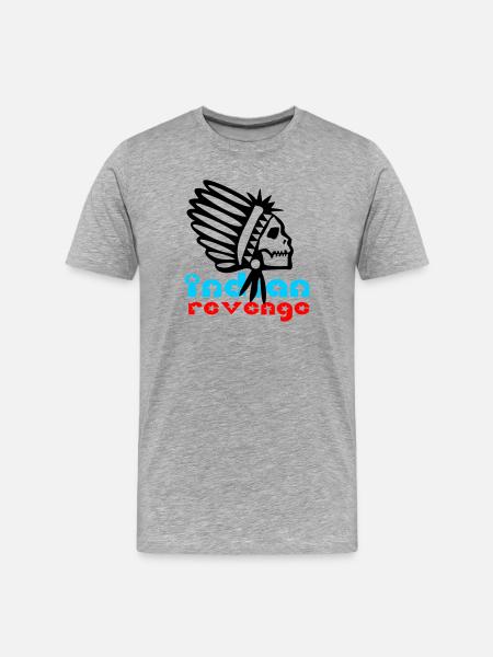 Indian Skull Revenge - Männer Premium Bio T-Shirt - Grau meliert