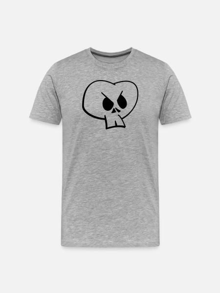Schädel - Männer Premium Bio T-Shirt - Grau meliert