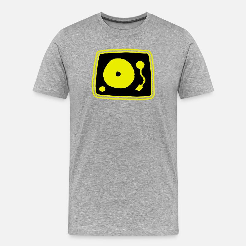 Plattenspieler - Männer Premium Bio T-Shirt - Grau meliert