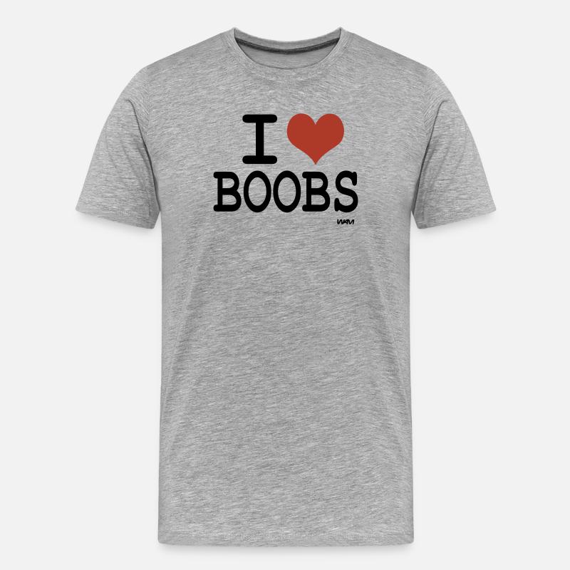 i love boobs - Männer Premium Bio T-Shirt - Grau meliert