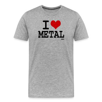 I love metal - couleurs personnalisables - T-shirt bio Premium Homme - gris chiné - Devant - Damien (186cm)