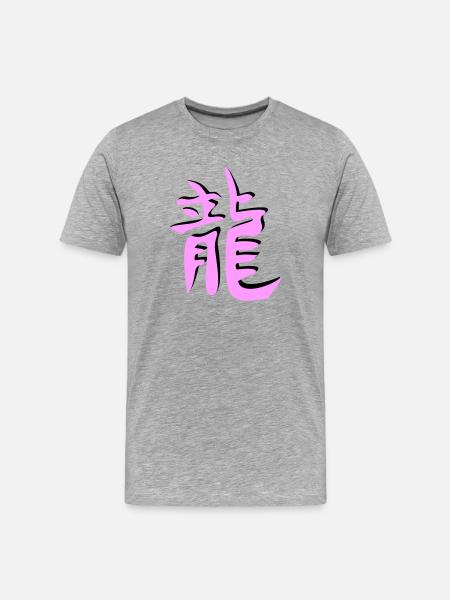 Drachen chinesisches Tierkreiszeichen - Männer Premium Bio T-Shirt - Grau meliert