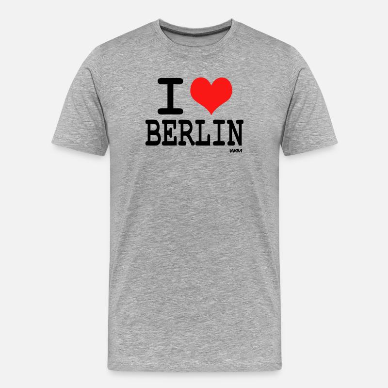 I love Berlin  - Männer Premium Bio T-Shirt - Grau meliert