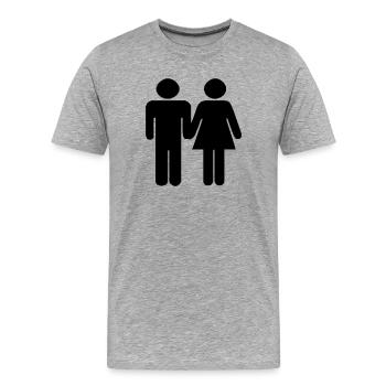Paar - Männer Premium Bio T-Shirt - Grau meliert - Vorne - Damien (186cm)