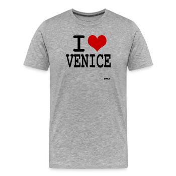 i love Venice - couleurs personnalisables - T-shirt bio Premium Homme - gris chiné - Devant - Damien (186cm)