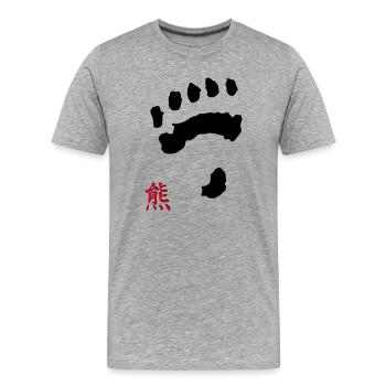 tatze_kuma + Kanji - Men's Premium Organic T-Shirt - heather grey - Front - Damien (186cm)