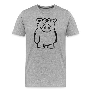 Schwein - Männer Premium Bio T-Shirt - Grau meliert - Vorne - Damien (186cm)