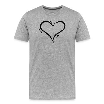 Herz - Scribble (Zeichnung) - Männer Premium Bio T-Shirt - Grau meliert - Vorne - Damien (186cm)