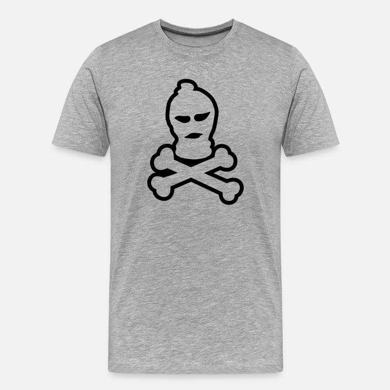 skimaske totenkopf - Männer Premium Bio T-Shirt - Grau meliert