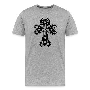 gothic kreuz - Men's Premium Organic T-Shirt - heather grey - Front - Damien (186cm)