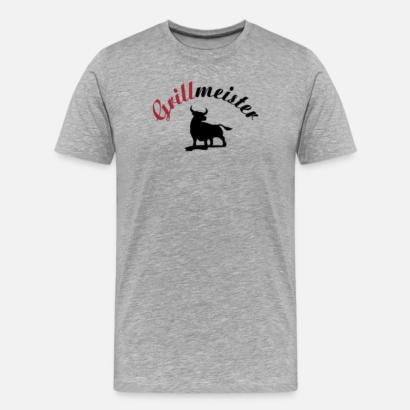 Grillmeister - Männer Premium Bio T-Shirt - Grau meliert