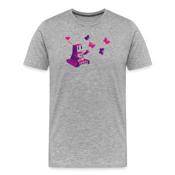 robot loves butterfly - Männer Premium Bio T-Shirt - Grau meliert - Vorne - Damien (186cm)