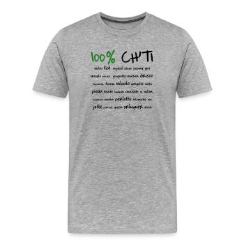100% Ch'ti - T-shirt bio Premium Homme - gris chiné - Devant - Damien (186cm)