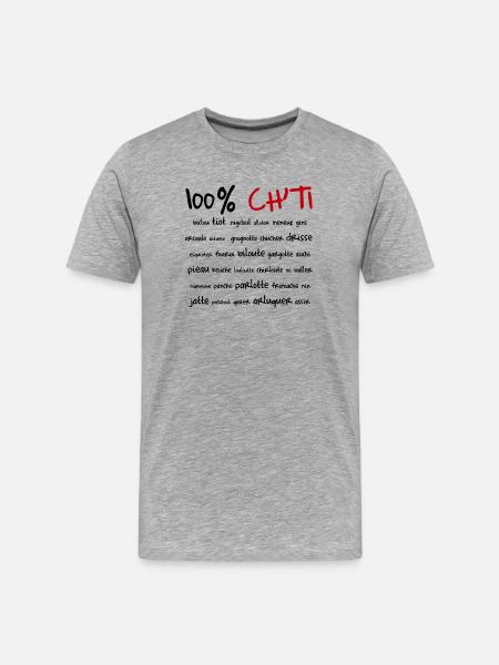 100% Ch'ti - T-shirt bio Premium Homme - gris chiné