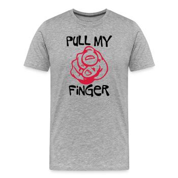 Pull my Finger | you | hand - T-shirt bio Premium Homme - gris chiné - Devant - Damien (186cm)