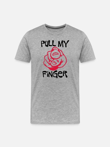 Pull my Finger - Männer Premium Bio T-Shirt - Grau meliert