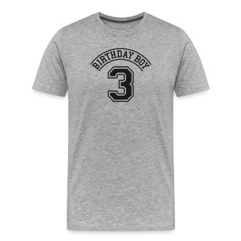 Geburtstagskind 3 Jahre - Männer Premium Bio T-Shirt - Grau meliert - Vorne - Damien (186cm)