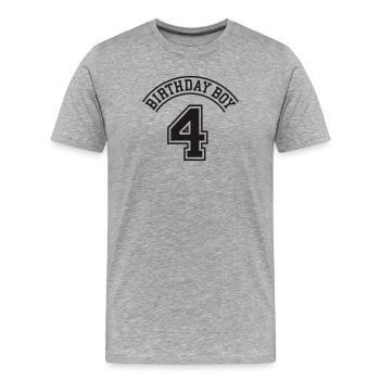 Garçon d'anniversaire quatre années - T-shirt bio Premium Homme - gris chiné - Devant - Damien (186cm)