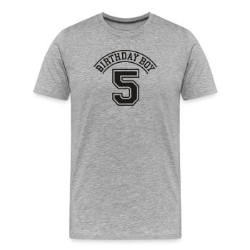 Geburtstagskind 5 Jahre - Männer Premium Bio T-Shirt - Grau meliert - Vorne - Damien (186cm)