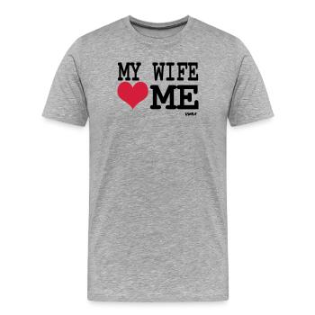 my wife loves me  - Männer Premium Bio T-Shirt - Grau meliert - Vorne - Damien (186cm)