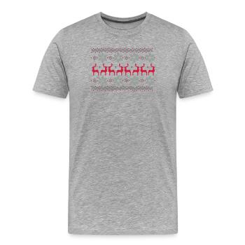 Weihnachtsstern Muster und Rentier Muster - Männer Premium Bio T-Shirt - Grau meliert - Vorne - Damien (186cm)