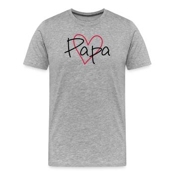 Heart Papa Papamotiv - Men's Premium Organic T-Shirt - heather grey - Front - Damien (186cm)