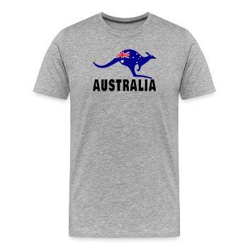 Australie Kangourou / Cadeau / Idée cadeau - T-shirt bio Premium Homme - gris chiné - Devant - Damien (186cm)