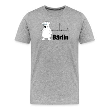 Berlin avec l’ours berlinois = Bärlin - T-shirt bio Premium Homme - gris chiné - Devant - Damien (186cm)
