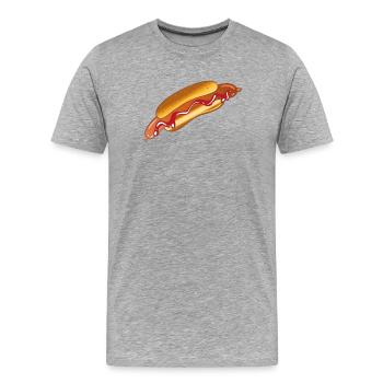 Hot Dog Wurst Brötchen Ketchup Fast Food Junk BBQ - Männer Premium Bio T-Shirt - Grau meliert - Vorne - Damien (186cm)