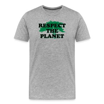 Respectons la planète - T-shirt bio Premium Homme - gris chiné - Devant - Damien (186cm)