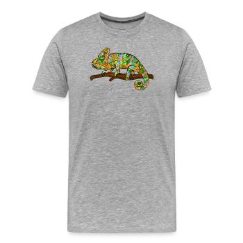 caméléon - T-shirt bio Premium Homme - gris chiné - Devant - Damien (186cm)