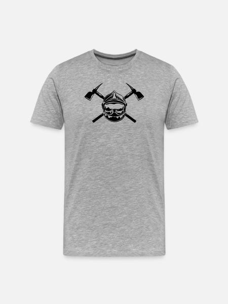 casque_pompier_2 haches - T-shirt bio Premium Homme - gris chiné