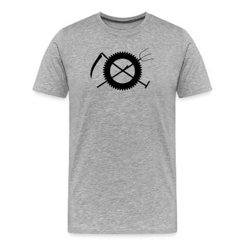 Icône d'agriculteur de fourche de faux - T-shirt bio Premium Homme - gris chiné - Devant - Damien (186cm)