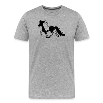 Islandpferd Schecke verspielt  - Männer Premium Bio T-Shirt - Grau meliert - Vorne - Damien (186cm)