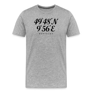 Würzburger Koordinaten Würzburg - Männer Premium Bio T-Shirt - Grau meliert - Vorne - Damien (186cm)