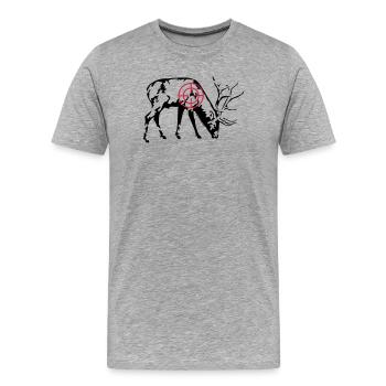 Cerf broutant - T-shirt bio Premium Homme - gris chiné - Devant - Damien (186cm)