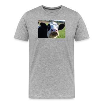 Affiche vache - T-shirt bio Premium Homme - gris chiné - Devant - Damien (186cm)